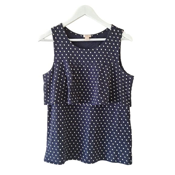 J. Crew Navy Polka Dot Crew Neck Sleeveless Top - Size Small - Picture 1 of 8